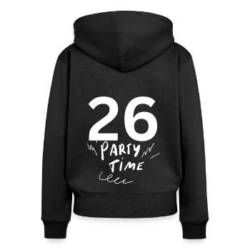 26 - Frauen Premium Bio Zip Hoodie - Schwarz - Hinten - Julia (174cm)