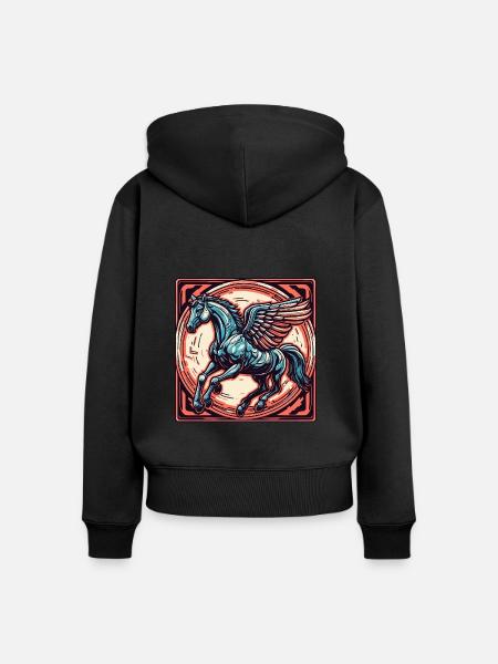 Pegasus / Flügel /griechisch / Fantasie - Frauen Premium Bio Zip Hoodie - Schwarz