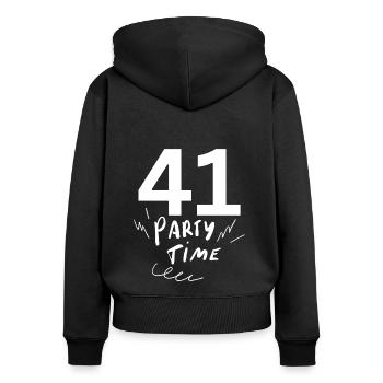 41 - Frauen Premium Bio Zip Hoodie - Schwarz - Hinten - Julia (174cm)