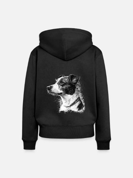 Jack Russell - Frauen Premium Bio Zip Hoodie - Schwarz
