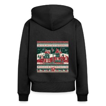 Windmühle - Frauen Premium Bio Zip Hoodie - Schwarz - Hinten - Julia (174cm)