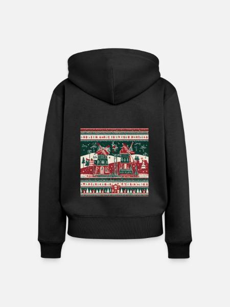Windmühle - Frauen Premium Bio Zip Hoodie - Schwarz