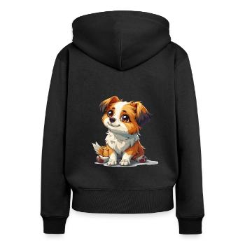 Mignon petit chien - Sweat à capuche zippé Premium bio Femme - noir - Dos - Julia (174cm)