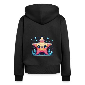 Amigurumi star diving in the water - Women's Premium Organic Zip Hoodie - black - Back - Julia (174cm)