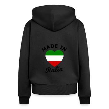 Liebe aus Italien - Frauen Premium Bio Zip Hoodie - Schwarz - Hinten - Julia (174cm)