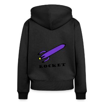 Die schnelle Rakete - Frauen Premium Bio Zip Hoodie - Schwarz - Hinten - Julia (174cm)