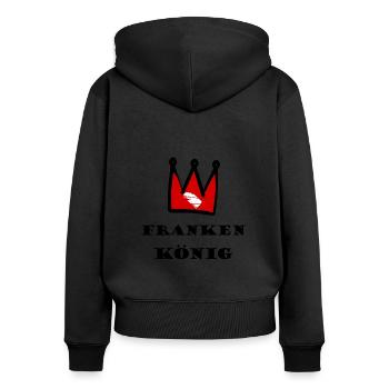 Der König aus Franken - Frauen Premium Bio Zip Hoodie - Schwarz - Hinten - Julia (174cm)