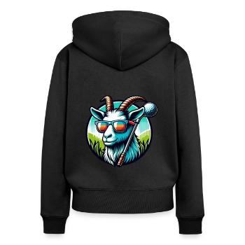 Ziege Golfspieler Golf Kurs Hunde Besitzer - Frauen Premium Bio Zip Hoodie - Schwarz - Hinten - Julia (174cm)