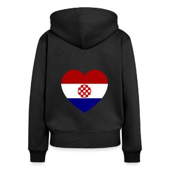 The heart of love for Croatia - Women's Premium Organic Zip Hoodie - black - Back - Julia (174cm)