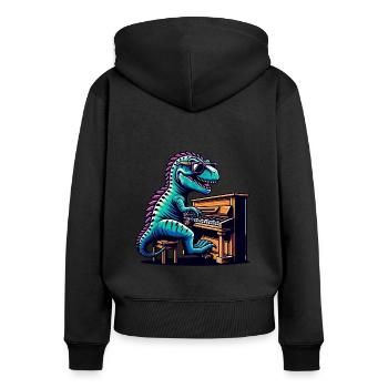 Conception de mélomane de pianiste de dinosaure - Sweat à capuche zippé Premium bio Femme - noir - Dos - Julia (174cm)