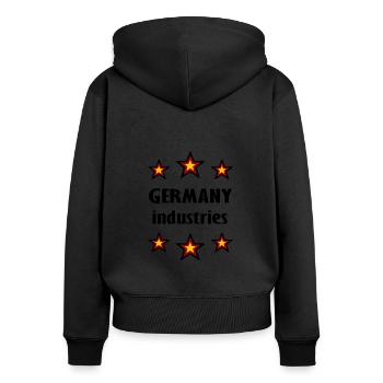 Die deutsche Industrie - Frauen Premium Bio Zip Hoodie - Schwarz - Hinten - Julia (174cm)