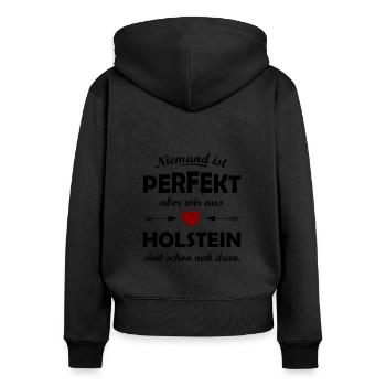Die Heimat in Holstein - Frauen Premium Bio Zip Hoodie - Schwarz - Hinten - Julia (174cm)