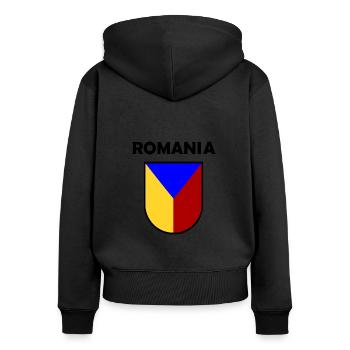 Rumänien im Süden Europas - Frauen Premium Bio Zip Hoodie - Schwarz - Hinten - Julia (174cm)