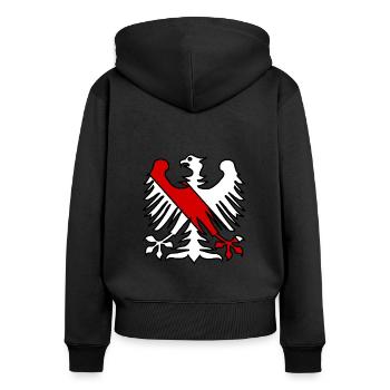 Der fränkische Adler - Frauen Premium Bio Zip Hoodie - Schwarz - Hinten - Julia (174cm)