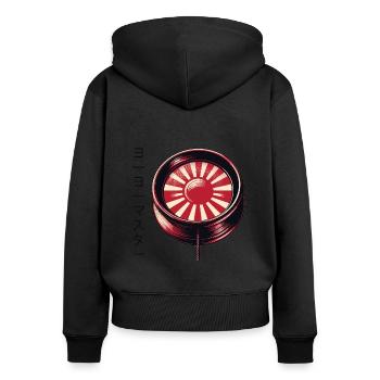 Yoyo Master Japanische Rote Sonne Yo-Yo - Frauen Premium Bio Zip Hoodie - Schwarz - Hinten - Julia (174cm)