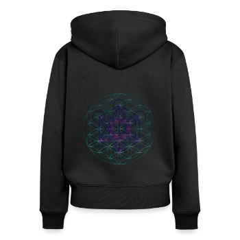 Flower of Life with Metatron Cube 1 - Women's Premium Organic Zip Hoodie - black - Back - Julia (174cm)