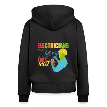 Électriciens - Sweat à capuche zippé Premium bio Femme - noir - Dos - Julia (174cm)