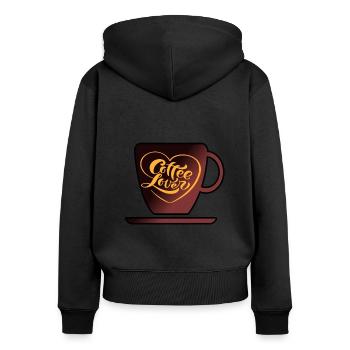 Boisson au café Buveur de café Cadeau de grain de café - Sweat à capuche zippé Premium bio Femme - noir - Dos - Julia (174cm)