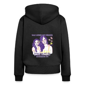 Niemals ohne Meine Große Schwester - Frauen Premium Bio Zip Hoodie - Schwarz - Hinten - Julia (174cm)