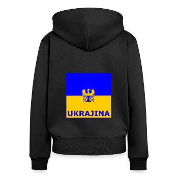 Die Ukraine - Sweat à capuche zippé Premium bio Femme - noir - Dos - Julia (174cm)