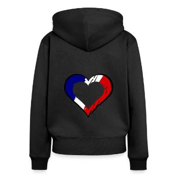 Un cœur pour la France - Sweat à capuche zippé Premium bio Femme - noir - Dos - Julia (174cm)