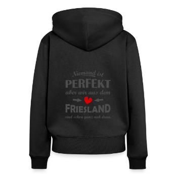 Friesländer - Frauen Premium Bio Zip Hoodie - Schwarz - Hinten - Julia (174cm)