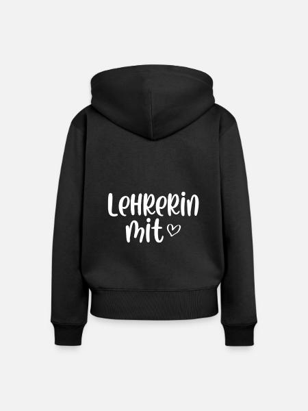 Lehrerin mit Herz - Frauen Premium Bio Zip Hoodie - Schwarz
