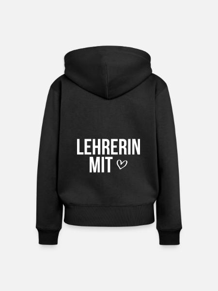 Lehrerin mit Herz - Frauen Premium Bio Zip Hoodie - Schwarz