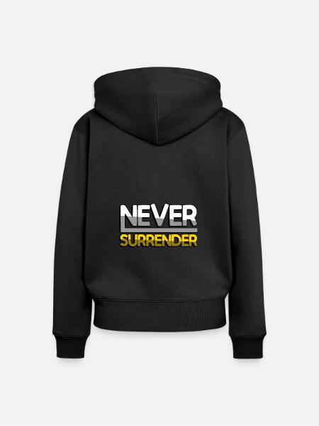 NEVER SURRENDER (Gelb) - Gaming - Frauen Premium Bio Zip Hoodie - Schwarz