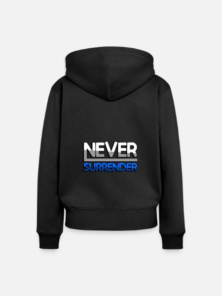 NEVER SURRENDER (Blau) - Gaming - Frauen Premium Bio Zip Hoodie - Schwarz