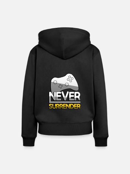 NEVER SURRENDER (Gelb) + Controller - Gaming - Frauen Premium Bio Zip Hoodie - Schwarz