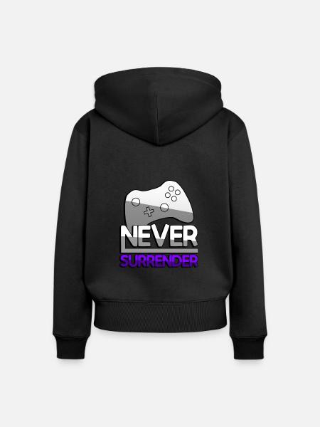 NEVER SURRENDER (Lila) + Controller - Gaming - Frauen Premium Bio Zip Hoodie - Schwarz