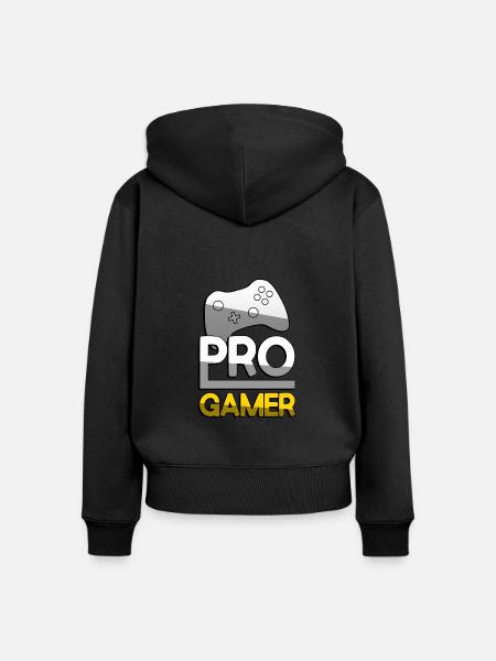 PRO GAMER (Gelb) + Controller - Gaming - Frauen Premium Bio Zip Hoodie - Schwarz