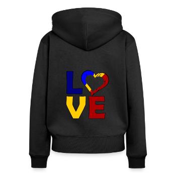 Rumänien Liebe - Frauen Premium Bio Zip Hoodie - Schwarz - Hinten - Julia (174cm)
