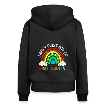 Happy first day of kindergarten - Women's Premium Organic Zip Hoodie - black - Back - Julia (174cm)