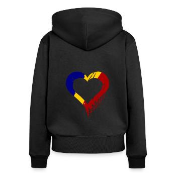 Rumänien Liebe - Frauen Premium Bio Zip Hoodie - Schwarz - Hinten - Julia (174cm)