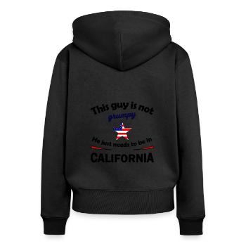 Le voyage en Californie - Sweat à capuche zippé Premium bio Femme - noir - Dos - Julia (174cm)