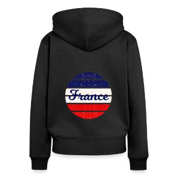Die Franzosen - Frauen Premium Bio Zip Hoodie - Schwarz - Hinten - Julia (174cm)