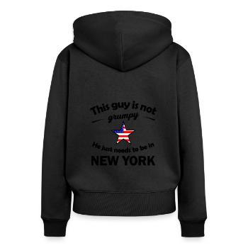 Chez lui à New York - Sweat à capuche zippé Premium bio Femme - noir - Dos - Julia (174cm)