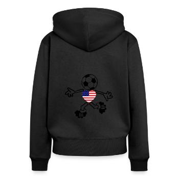 Die USA Fußballer - Frauen Premium Bio Zip Hoodie - Schwarz - Hinten - Julia (174cm)