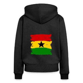 Les couleurs du Ghana - Sweat à capuche zippé Premium bio Femme - noir - Dos - Julia (174cm)