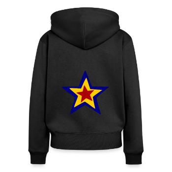 Les Roumains - Sweat à capuche zippé Premium bio Femme - noir - Dos - Julia (174cm)