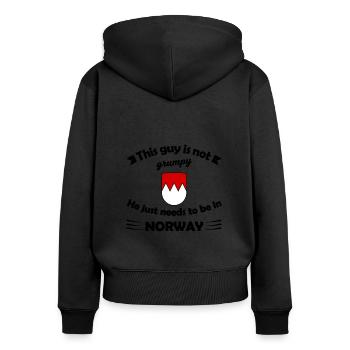 Norwegen - Frauen Premium Bio Zip Hoodie - Schwarz - Hinten - Julia (174cm)