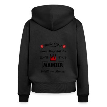 Herr aus Mainz - Frauen Premium Bio Zip Hoodie - Schwarz - Hinten - Julia (174cm)