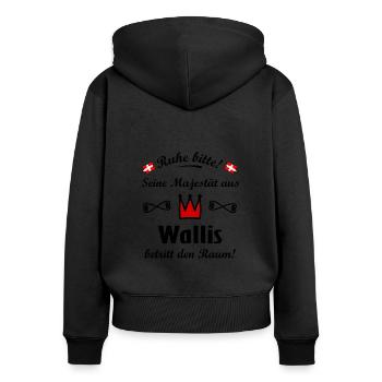 Walliser Majestäten - Frauen Premium Bio Zip Hoodie - Schwarz - Hinten - Julia (174cm)
