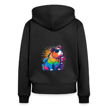 Meerschweinchen - Frauen Premium Bio Zip Hoodie - Schwarz - Hinten - Julia (174cm)