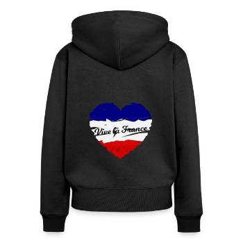 Das schöne Frankreich - Frauen Premium Bio Zip Hoodie - Schwarz - Hinten - Julia (174cm)