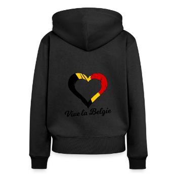 Vive les Belges - Sweat à capuche zippé Premium bio Femme - noir - Dos - Julia (174cm)