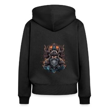 Wikinger Nordmann: Elegantes nordisches Design - Frauen Premium Bio Zip Hoodie - Schwarz - Hinten - Julia (174cm)