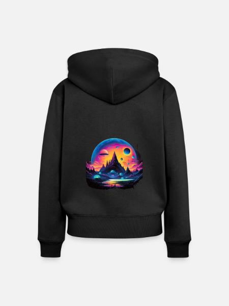 Futuristisch Leben auf Planeten - Frauen Premium Bio Zip Hoodie - Schwarz